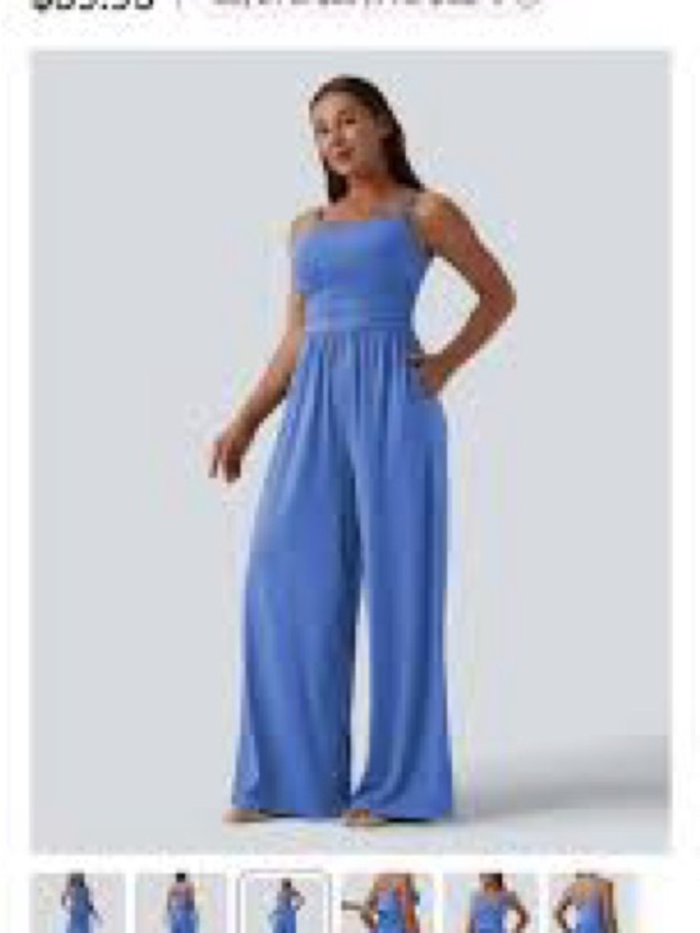 HALARA Sky-Blue Wide-Leg Strapless Jumpsuit